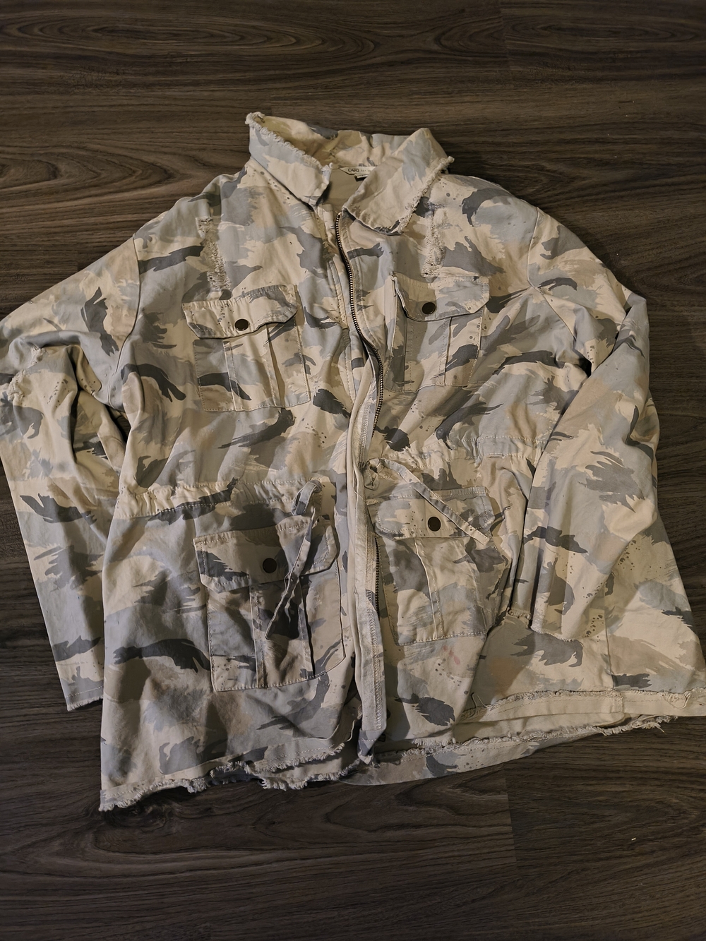 Cato Beige & Gray Camouflage Military Field Jacket
